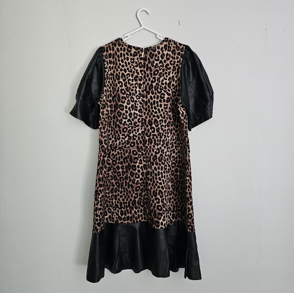 NWOT MICHAEL Michael Kors Cheetah Faux Leather Midi Dress - Picture 6 of 12
